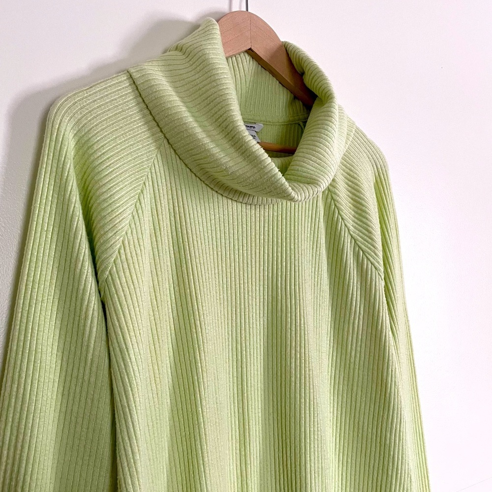 Sonoma Lime Green Soft Ribbed Cowl Neck Sweater Size XXL